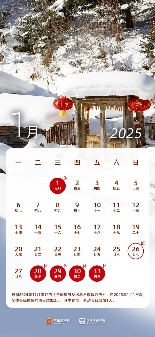 自治区宁安医院关于2025年春节放假时间安排的通知
